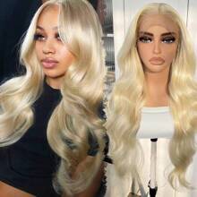 Blonde Lace Front Wig 26 Inch Body Wave Highlight Wigs Pre-Plucked, Long Layered Wig With Curtain Bangs, Glueless For Women, 613 Wig