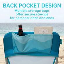 Beach Chair For Adults, Lightweight Beach Chair With Shoulder Straps, High Back Beach Chairs With Hard Armrest, Supports 300lbs For Beach Lawn Concert - #C 1 Pack Cyan - View 5