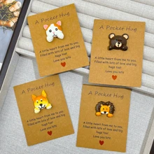 Tarjetas de felicitación de resina con motivos de animales, tarjetas de abrazos de bolsillo, tarjetas de bendiciones cálidas para días festivos, tarjetas para decoración de fiestas