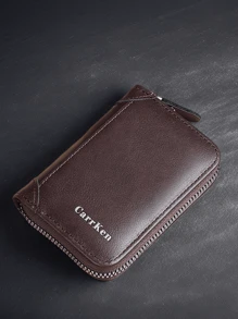 Porta-cartões acordeão mini com zíper masculino, estojo multifuncional para cartão de crédito pequeno, carteira de identidade e moedas estilo vertical