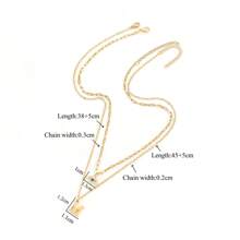 2 件/套全新密镶锆石眼睛字母吊坠金色不锈钢唇链颈链多层链条项链女式