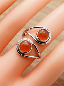 Carnelian 925 Sterling Silver Gemstone Adjustable Ring - 瑪瑙 - 查看 3