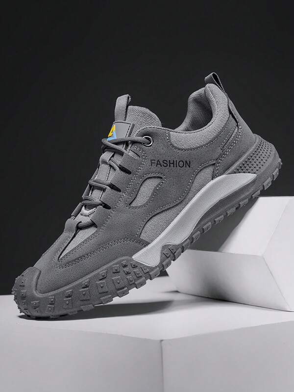 [FASHION Men's Dual-Color Functional Shoes] Gray-Black Breathable Mesh Running Shoes, Wear-Resistant Anti-Slip Shock-Absorbing Sole, Suitable For Fitness, Outdoors, And Versatile Sports Scenarios