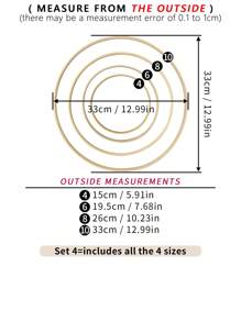 4pcs Beige Dreamcatcher Bamboo Rings, Decorative Hoops For Outdoor Lawn, Wedding, Wall, Bedroom Decor, Wind Chimes, Woven Hangings, Christmas, Halloween And DIY Embroidery Hoop