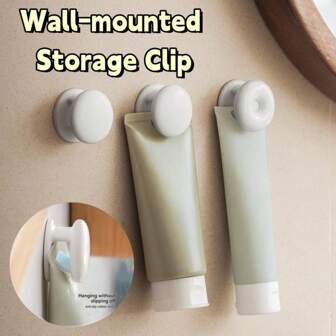 1 件免钻壁挂式牙膏和洗面奶架，浴室壁挂式储物架，牙膏和洗面奶分配器，浴室收纳工具