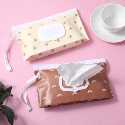 2pcs Baby Wipes Dispenser, Portable Refillable Wipes Holder, Baby Wipes Container, Wipes Dispenser, Reusable Travel Wipes Pouch