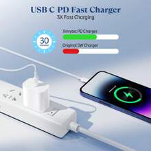 Kit de carga rápida de 30W para iPhone [Cargador de pared USB-C + Cable Tipo C a Lightning de 3.3ft/100cm] Compatible con iPhone 14/13/12/11/XR/XS/XS Max Series - Tipo de Enchufe A USA (110-127V) - Ver 3