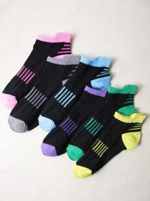 6 Pairs Women's Striped Sports Ankle Socks, Fashion Versatile Outdoor Socks For Summer - Multicolor - View 5