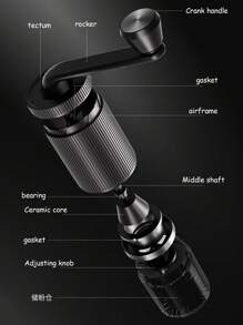 Coffee Bean Grinder, Adjustable Coarseness, Washable, Manual Ground Coffee Powder