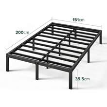 King Size Bed Frame - Bed 150x200 Cm - 36 Cm Height With Underbed Storage - Metal Platform Bed Frame With Steel Slat Support - Black - King - View 2