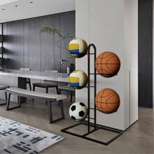 1 Stück 2/5 stöckiges Innen- und Außen Sportball Ausstellungsregal, für Fußball, Volleyball und Basketball, Aufbewahrungsorganizer Regal für Wohnzimmer, Garage, Schlafzimmer, Basketballhalter - Verschiedenfarbig - Übersicht 14