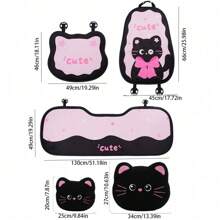 Non-Slip Car Seat Cover With Cute Cartoon Cat Design - Premium Plush Semi-Cover Auto Seat Pad For Cars/Trucks/SUV, Anti-Skid Cozy Car Accessories With Universal Fit - Multicolor - View 4