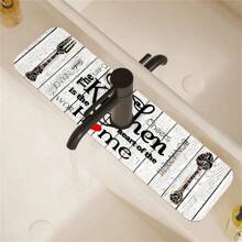 1pc Scoop And Fork Faucet Mat For Kitchen Sink Protectors Vintage Wood Pattern Design Kitchen Accessories Rubber Mat Splash Guard,Bathroom Faucet Mat,Trimmable Anti-Slip & Splash Proof - Multicolor - View 4
