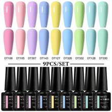 MEET ACROSS 9 Stücke/Set 7ml Gel Nagellack Set mit Herbstglanz-Finish, semipermanenter glitzernder Pailletten-Nagellack-Set, UV-Lack zum Aufweichen für Maniküre und Nageldesign