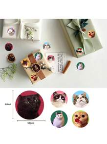 250pcs/Roll Cute Cat Animal Funny Self-Adhesive Stickers, Water Cup Journal Decorative Sticker, Gift Wrap Sealing Stickers, PVC Non-Adhesive Stickers,School Supplies,Back To School - Multicolor - View 5