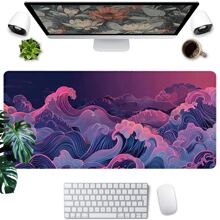 1pc Waves Mouse Pad Aesthetics Art Desk Mat Extended Large Mousepad With Stitched Edge Non-Slip Rubber Base For Home Office Decor Desk Pad 35.4x15.7 Inch Gifts For Men Women Friends Back To School - Multicolor - View 2