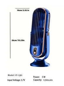Ventilador de aire acondicionado portátil, 5 velocidades de viento, 720 giros, el producto tiene dos modos de alimentación, 1 entrada USB, 1 con doble motor, batería de litio de 1200mAh recargable, funcionamiento silencioso por debajo de 25 decibelios, adecuado para oficina, viajes, campamento, automóvil, es un regalo ideal para Navidad y San Valentín.