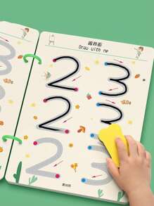 Conjunto de 8 cadernos de caligrafia Montessori reutilizáveis, impressos com tinta de soja, para crianças praticarem números, letras e desenhos. Ideais para a educação infantil, presentes para o Dia das Crianças e Natal. Cada caderno contém 32 páginas e é perfeito para a volta às aulas. - Multicolorido - Ver 10