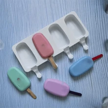 1 szt. owalna 4-komorowa foremka do lodów, foremka na patyczki serowe, silikonowa maszyna do robienia lodów, foremka do lodów, mrożone smakołyki, do użytku w restauracjach/food truckach - Wielokolorowe - Zobacz 3