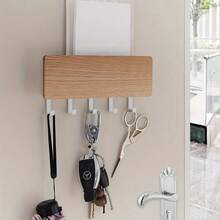 1 pieza Perchero de pared para llaves de madera, soporte de almacenamiento multifuncional - Multicolor - Ver 2