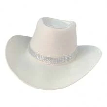 Custom Suede Cowboy Hat With Shiny Band - Off - View 1