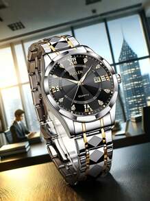 Men's Casual Business Quartz Watch With Calendar, Stainless Steel Strap, Suitable For Daily Life Decoration, Holiday Gifts - Multicolor - View 12