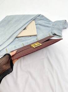 New Small Designer Vintage Alligator Print Envelope Handbag For Women