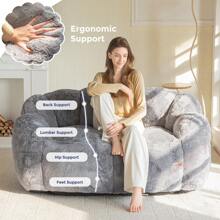 MAXYOYO Adult Bean Bag Chair,Loveseat  Or Single Floral Bean Bag Sofa, Super Soft Loveseat, Living Room Bedroom Faux Fur Reading Chair, Dark Gray - Dark Grey - View 5