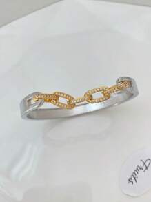 1 chiếc vòng tay mạ vàng 18K bằng đồng đính đá Zirconia hình chữ C, thời trang và tinh tế, phù hợp cho đeo hàng ngày, đi chơi và dự tiệc, món quà sang trọng và thanh lịch. - C - Xem 5