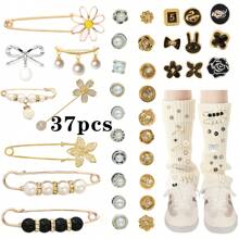 34 piezas de Charms para zapatos para tenis, Charms para cordones de zapato, Charms DIY para cordones de zapato para zapatos de mujer, decoraciones de joyería para zapatos, Charms para tenis, Kit de Charms para calcetines de basura y tenis de mujer - Accesorios de ropa - Ver 19