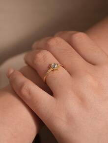 1 件 925 纯银闪烁太阳微锆石简约时尚轻奢戒指女士日常通勤百搭戒指派对配饰女士高品质戒指精美珠宝礼物 - 太陽微鑲鋯石戒指 - 查看 4