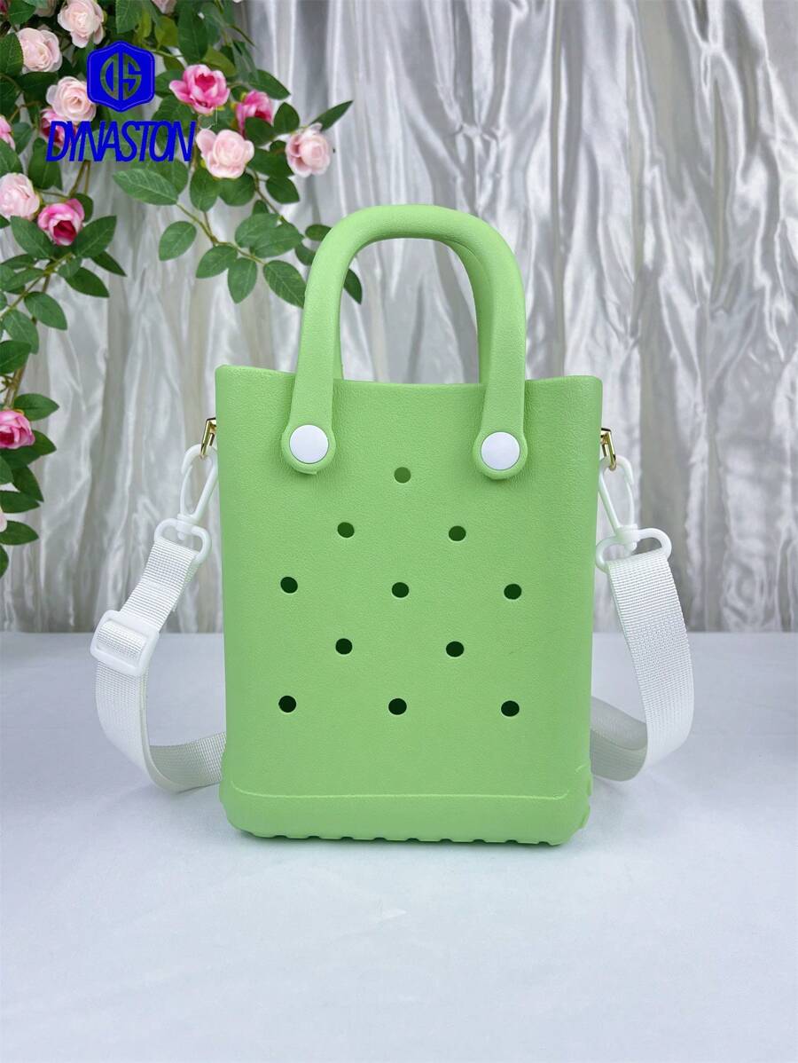 Mini Rubber Summer Beach Bag, EVA Hole Travel Tote Bag, Waterproof Storage Bag For Outdoor Sports Pool Boat - 薄荷綠 - 查看 1