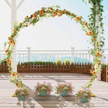 1 Set Of Round Gold Backdrop Stand - Metal Balloon Arch Set, Suitable For Birthday, Wedding, Bride Gift, Graduation, Anniversary, Baptism, Summer Theme Party, Background Decorations For Home, Valentine's Day, Halloween, Christmas, Thanksgiving,Christmas - Gold - View 6