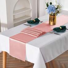12pcs/1pc Smooth And Elegant Satin Tablecloth, Suitable For Parties, Birthdays, Weddings, Hospitality, Home, Kitchen, Chair Sash Decoration