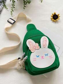 1pc Nylon Zipper Closure Korean Children'S Bag Girls Messenger Bag Fashionable Princess Girl Baby Cute Bunny Chest Bag, Comfortable And Adjustable Shoulder Straps, Versatile And Not Picky, Suitable For Outdoor, Play, Commuting, School Use, A Perfect Gift For Girls - Cartoon Chest Bag - View 13