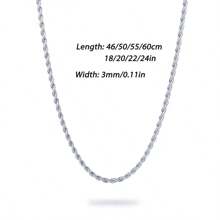 925 Sterling Silver Italian Woven Rope Chain Necklace, Made In Italy Solid Cut 3mm Rope Necklace, Stylish And Durable Design - Sterling Silver Construction - The Perfect Gift For All Occasions (Including Gift Boxes) - Silver - View 5