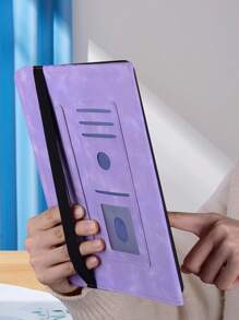 GLANDOTU 兼容 Apple iPad Galaxy Redmi 高级人造皮革平板电脑保护套，带支架，多视图纤薄轻巧纯色浮雕图案平板电脑保护套，带插卡功能 - 紫色 - 查看 8