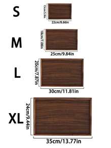 1pc/3pcs Brown Wooden Rectangular & Round Serving Tray, Household Dessert Plate, Hotel Restaurant Coffee Plate, Tea Tray, Fruit, Sushi, Steak, Bread, Snack Wood Display Platter, Clear Texture Cup Saucer