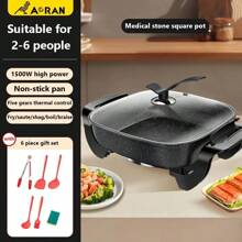 AORAN Electric Frying Pan,12x12 Inch Non-Stick Ceramic Electric Pot With Glass Lid - 1500W Adjustable Temperature Controller, Aluminum Base For Even Heat Distribution, Frying Baking Steaming Boiling, Easy Clean & 110V US Plug, Home Kitchen Essentials ﻿ - US A Type Plug(110-127V) - View 12