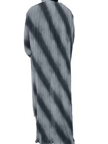 1 chiếc áo choàng dài nhuộm loang thanh lịch thường ngày, khăn choàng dài hở thời trang Ả Rập, thích hợp mặc hàng ngày và tụ tập, kaftan giản dị - Xám - Xem 4