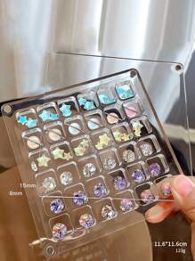 1pc Acrylic Nail Art Rhinestone Jewelry Storage Display Box, Magnetic Organizer Container For Nail Accessories