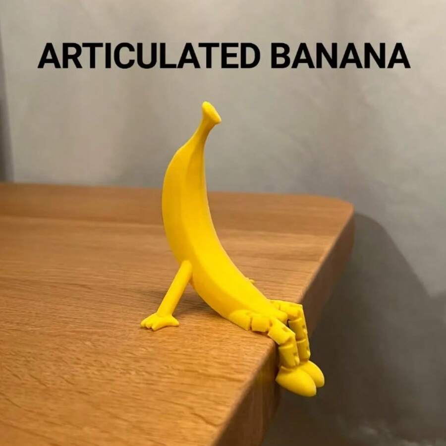 3D Printed Cute Sitting Banana Man,Fully Jointed,Holiday Decor,Beautiful Holiday Gift,Christmas,Thanksgiving,Outdoor Decor,Desktop Ornament,Car Interior Decor,3D Art Piece,Thanksgiving,Figures Toys,3d Printed Model - Multicolor - View 1