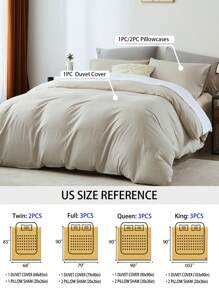 2/3-Pcs Summer Duvet Cover Sets, Without Filler,( Not A Comforter,No Filling, No Insert ) Super Soft Cool Sheet Set With Pillow Cases, Fade Resistant, Stain Resistant, Hotel Master Bedroom Guest Room, Available For All Seasons, Multiple Colors And Size, Bedding Set, Room Decor ,Ideal Gift - 卡其色 - 查看 2