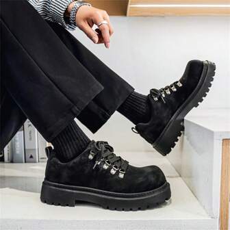 Męskie buty typu derby z okrągłym noskiem, sznurowane, uniwersalne, codzienne, dojazdowe, brytyjski styl, gruba podeszwa, oksfordy