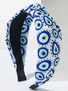 Bandana de Moda Coreana com Estampa de Olho de Demônio em Tecido, Acessório de Cabelo Versátil Minimalista com Coroa Alta Personalizada para Mulheres, Faixa de Cabelo, Tiara