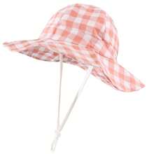 Baby Sun Hat, Unisex Infant Wide Brim Hat, Baby Bucket Hat, Toddler Beach Hat - 格子大沿太陽帽 - 查看 20