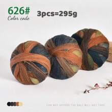 300g Ombre Rainbow Yarn Balls, Multi-Color Long Gradient Dye Wool Yarn For DIY Knitting Crafts, 3pcs/Pack