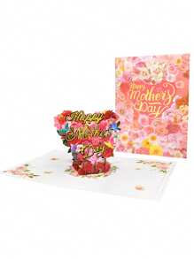 1 Creative Paper Sculpture Mother's Day Card, 3D Floral And Butterfly Pattern, Suitable For Mother's Day, Mother's Birthday, Anniversary Gift, Can Write Words To Express Love For Mother, Very Suitable For Mother's Day Gift For Mother - Multicolor - View 16