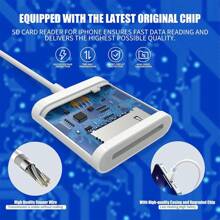 SD Card Reader Compatible With Iphone, USB C/Lightning Interface Compatible With IPhone 16/15/14/13/12/11/XR/Xs Max/7/8 Plus/SE, Camera Storage Card Reader And IPad - White - View 5