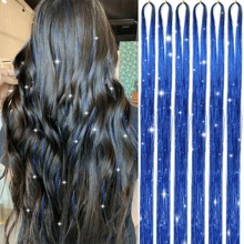发饰套装 4/6/10 件 800/1200/2000 股银色发饰接发仙女发饰耐热闪亮闪光接发 适合女性 - 彩色 - 查看 27